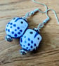 Blue ceramic owl earrings
