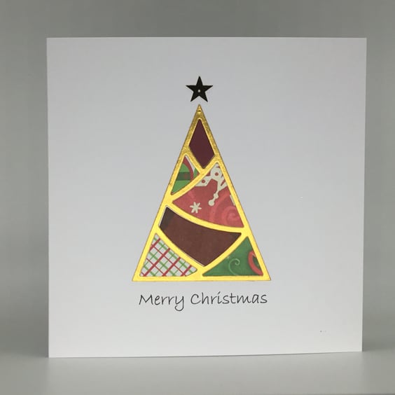 Paper pieced Christmas Tree Christmas card