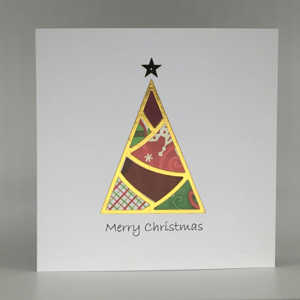 Paper pieced Christmas Tree Christmas card