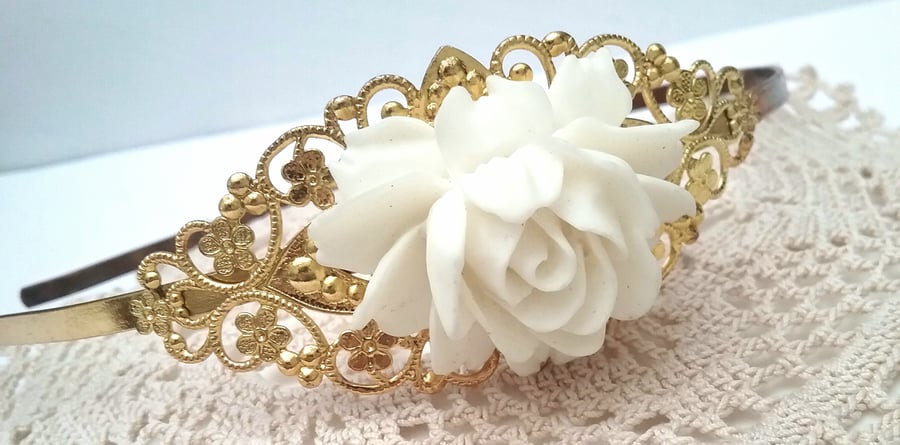 Rose Cabochon Headband 