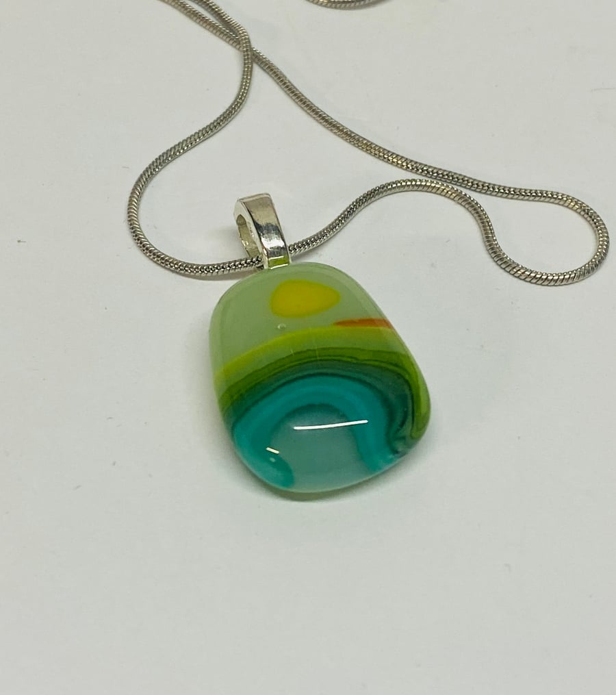 Beautiful Handmade Fused Glass Pendant 