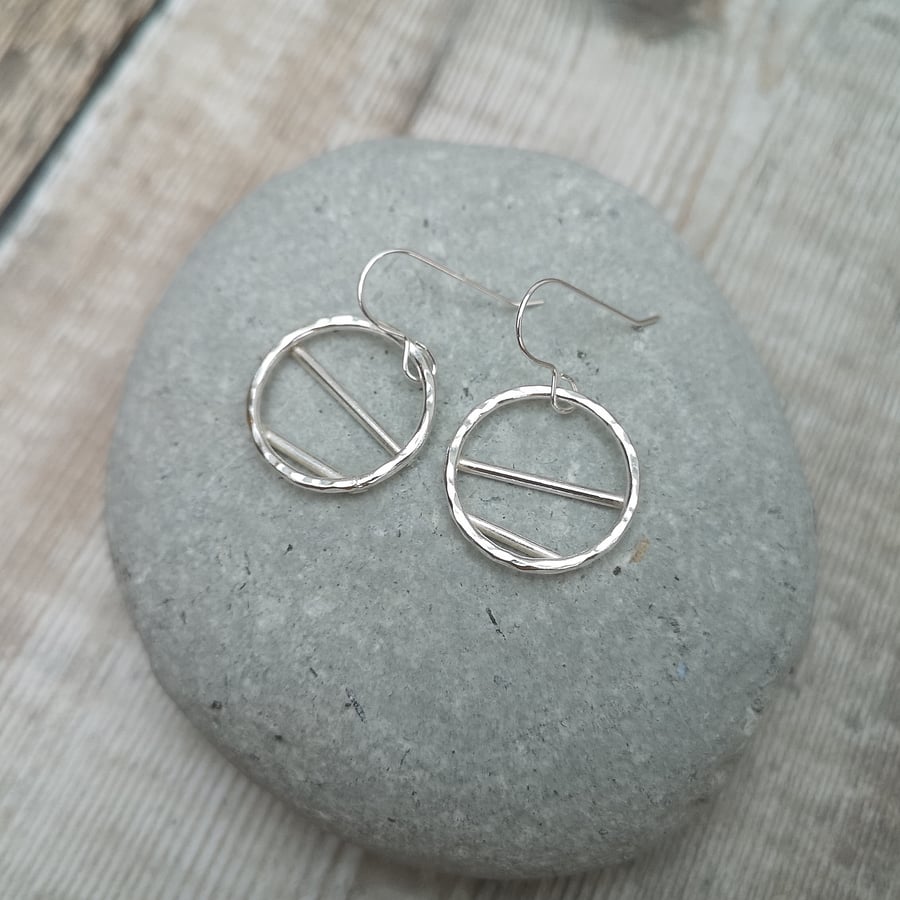 Sterling Silver Geometric Circle Earrings