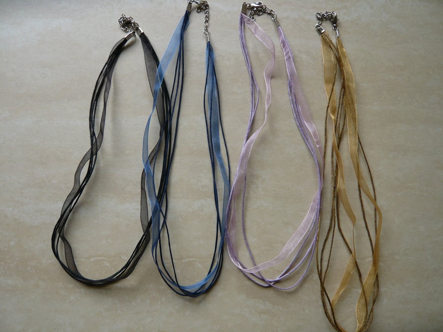 Ribbon and Cotton Cord Necklaces