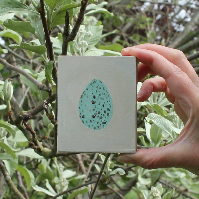 Blackbird egg - original acrylic painting