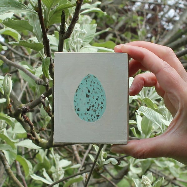 Blackbird egg - original acrylic painting