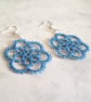 Multi Blue Lace Flower Earrings - Image 3