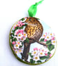Birds decoupaged log slice wall decoration. - Image 3