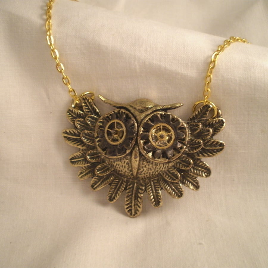 Steampunk Mechanical Owl Necklace