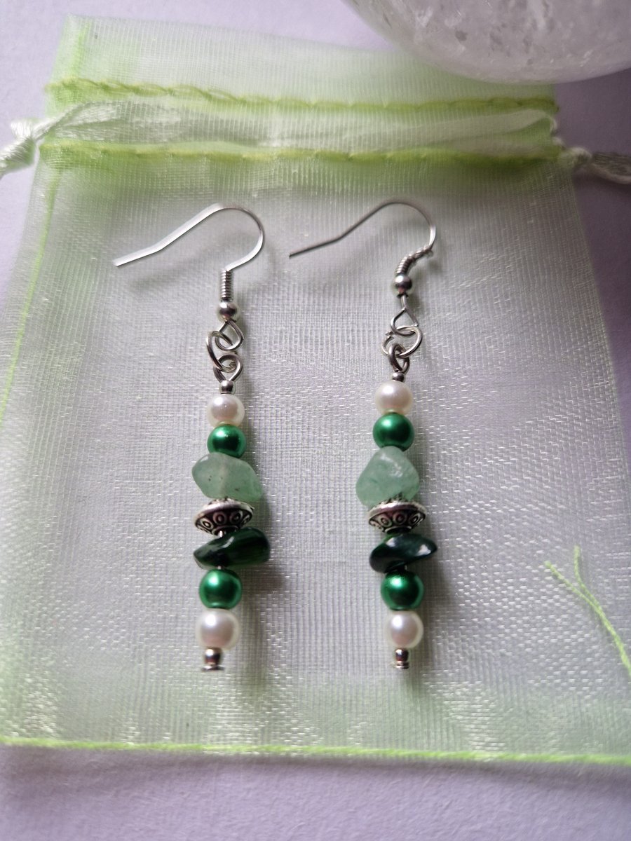 Pearl green earrings