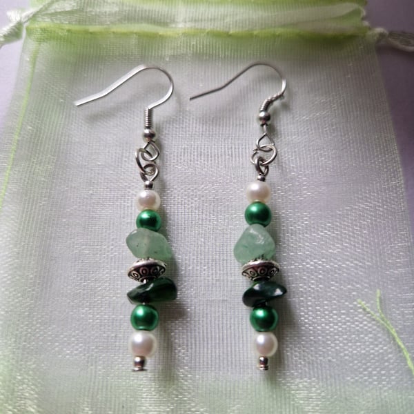 Pearl green earrings