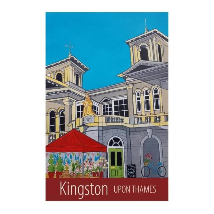 Kingston-upon-Thames travel poster print by Susie West