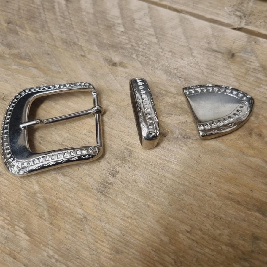 38mm Nickle Plated 3 part Belt Buckle