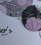 Large Mother's Day Card - Pink, Black & Grey Floral Circles - Image 9