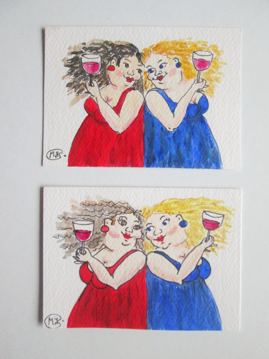 SOLD. Happy Girls and Red Wine