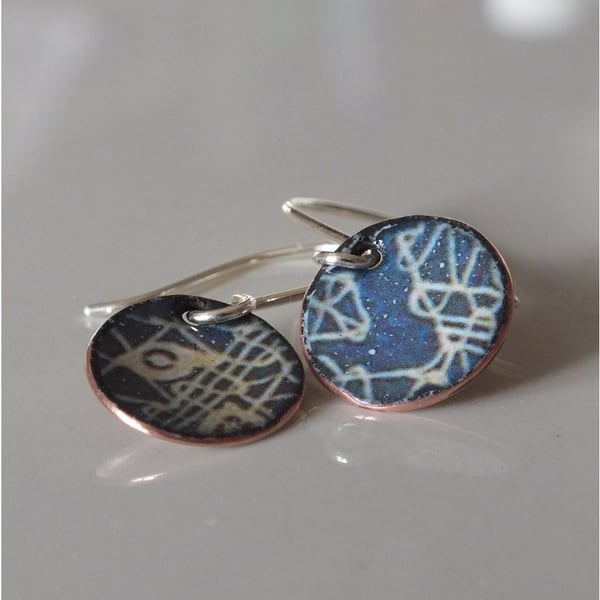 Denim blue enamelled earrings