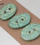 3 Medium Oval Verdigris Green Brocade Pattern Handmade Ceramic Buttons - Image 6