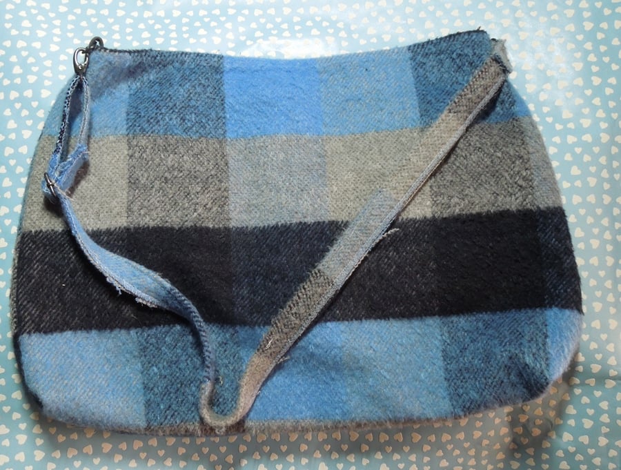 Blue and Grey check 'Skirt' bag 