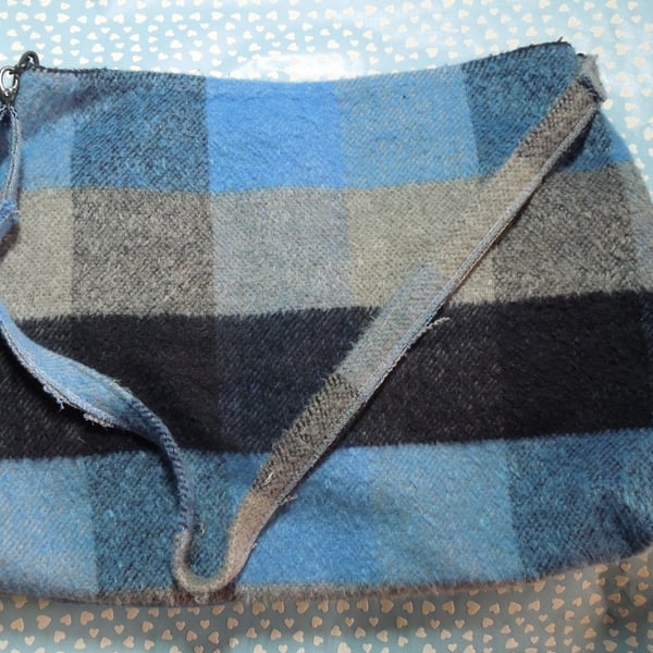 Blue and Grey check 'Skirt' bag 