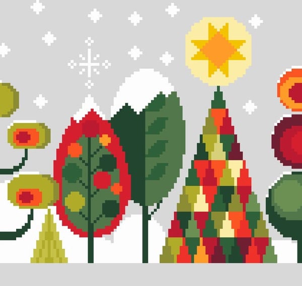 050A - Scandinavian Modern Forest Trees Series - Christmas Holidays - CSPattern