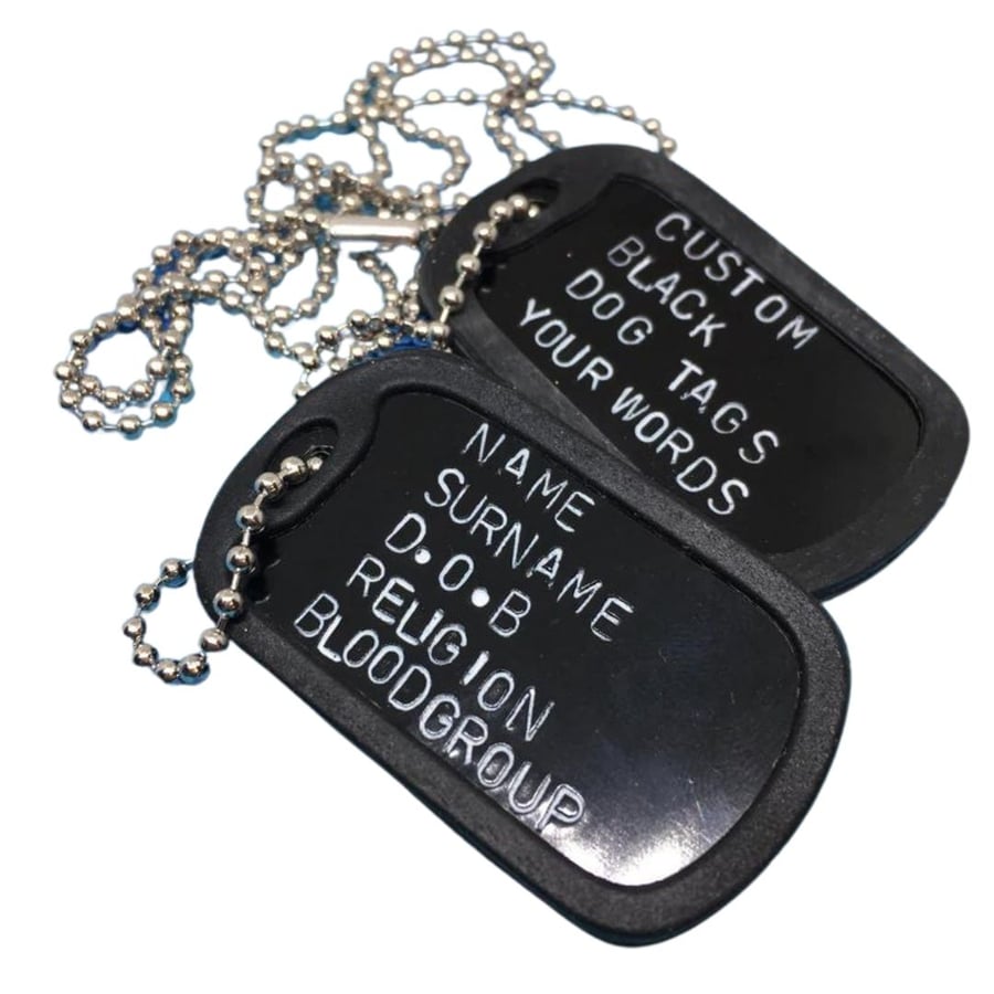Double Black Military style dog tags with silen... - Folksy