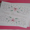 Happy Anniversary, Hand Embroidered Card.