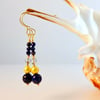 Lapis Lazuli Earrings With Swarovski Crystal - Handmade In Devon