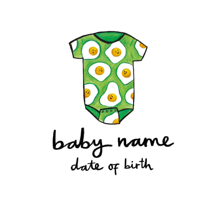 Custom Name New Baby Birth A5 Print Artwork Gift
