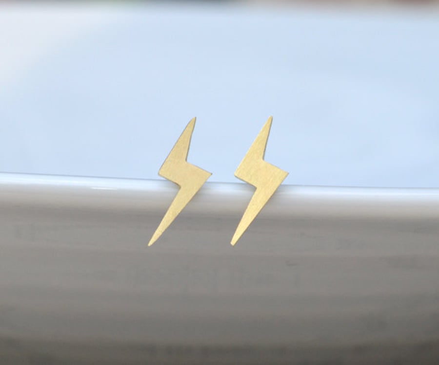 Lightning Bolt Earring Studs In Gold