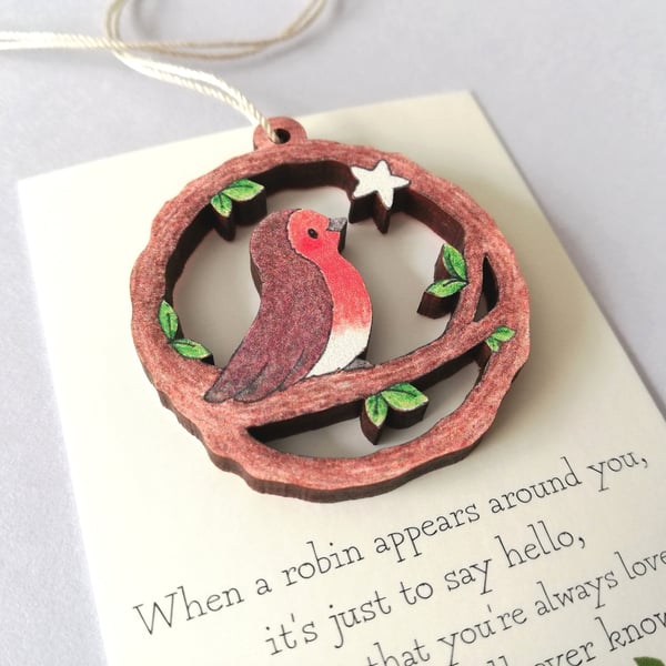 Small Wooden Robin Decoration