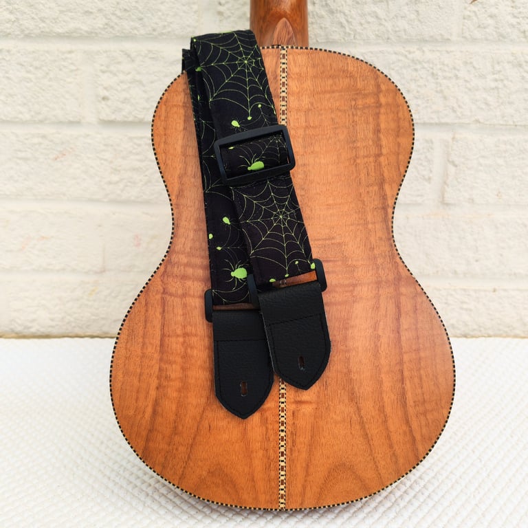 1.5 inch Wide Adjustable Ukulele Strap with Spider's Webs