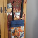 Denim cross body bag with horse fabric pocket new 