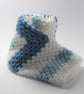 White and Blue Baby Blanket, Approx 30" x 30" - Image 4