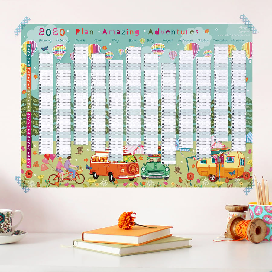 Year Wall Planner,  Plan Amazing Adventures for 2020 
