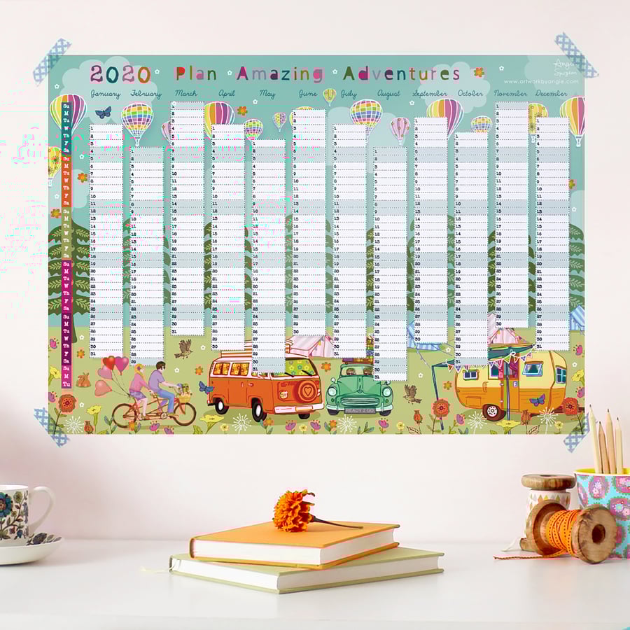 Year Wall Planner,  Plan Amazing Adventures for 2020 