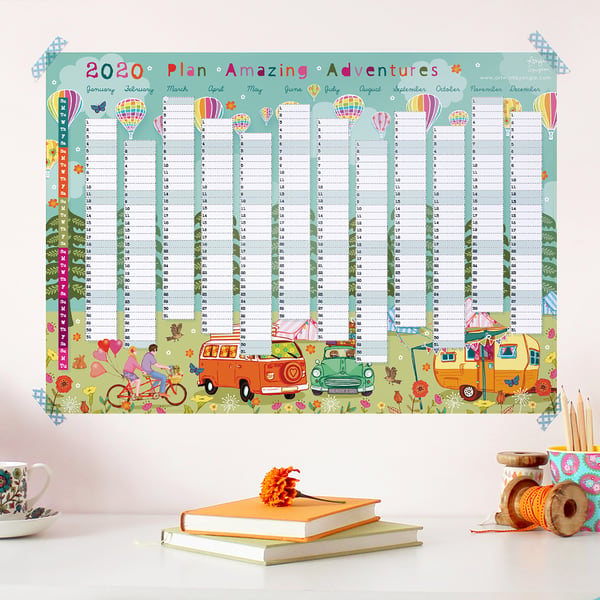 Year Wall Planner,  Plan Amazing Adventures for 2020 