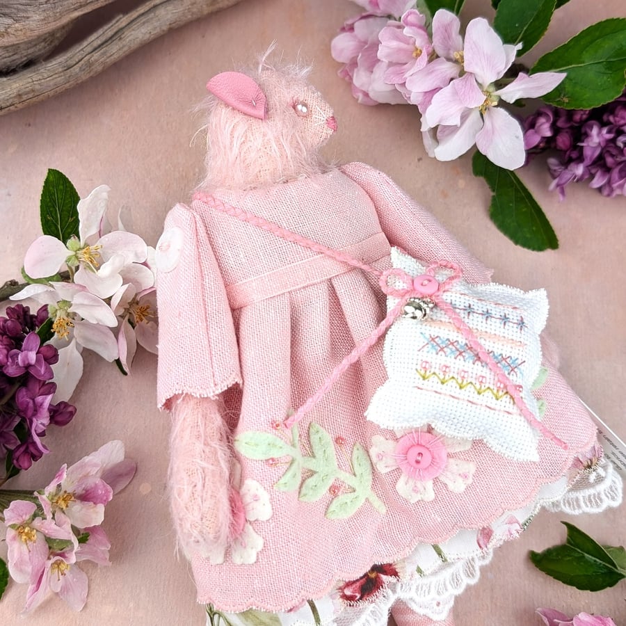 Blossom, An Embroidered Mohair Mouse