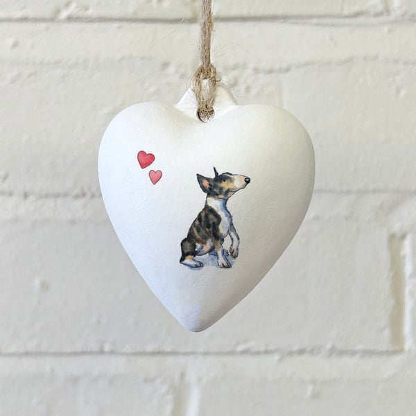 Bull Terrier Ceramic Heart Bauble