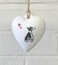 Bull Terrier Ceramic Heart Bauble