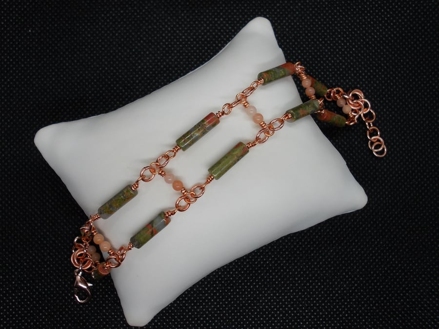 SALE - Unakite and aventurine bracelet