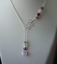 PINK & SILVER HEART, LARIAT DESIGN NECKLACE.  -  1010 - Image 2