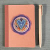 Hand Embroidered Heart Notebook and Pen Set 