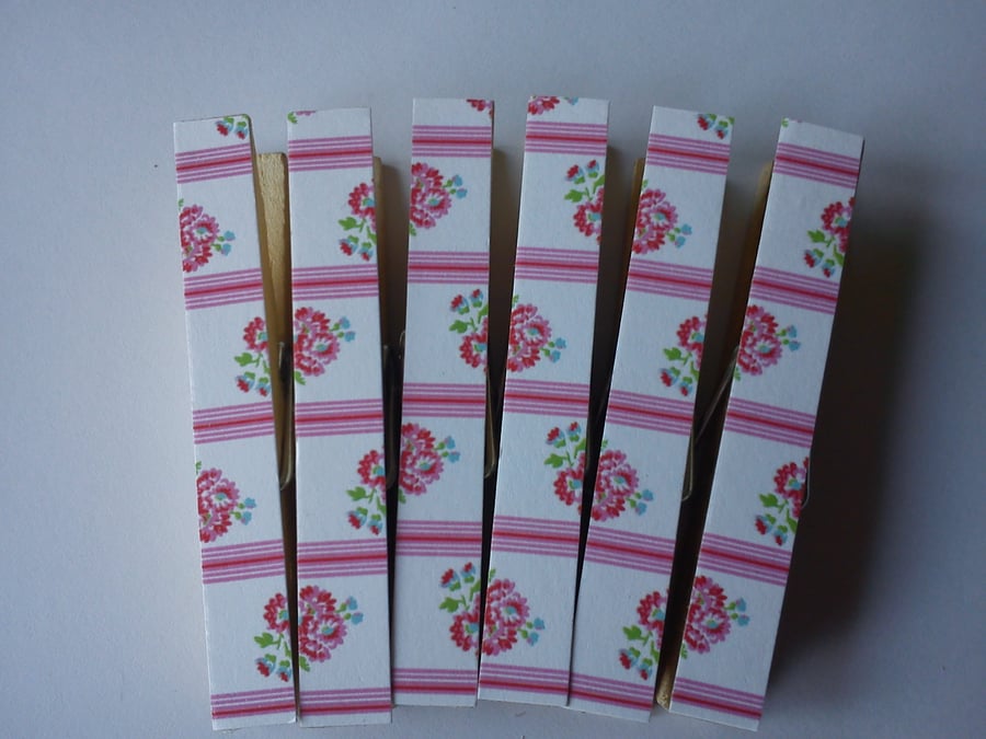 Rose Stripe magnetic pegs fridge magnets memo peg shabby chic