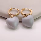 Silver heart dangle earrings for her, Lightweight polymer clay jewellery