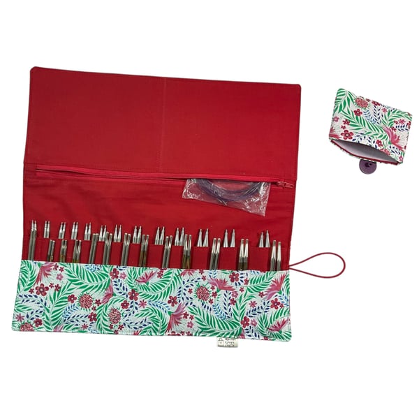 Interchangeable knitting needle case with Liberty fabric , knit pro case, 