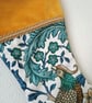 Luxury Christmas Stocking - Teal Bird of Paradise - upcycled and vintage fabrics - Image 3