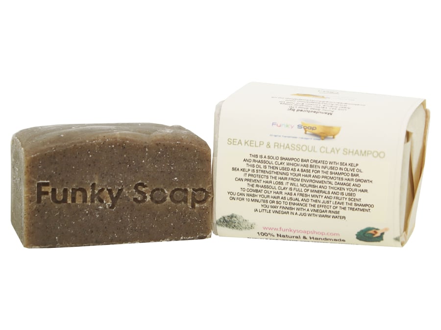 1 piece Sea Kelp & Rhassoul Clay Shampoo 100% Natural Handmade aprox.120g