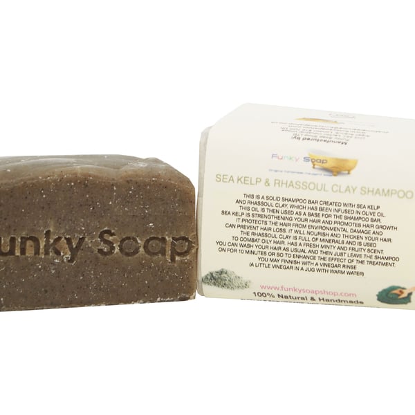 1 piece Sea Kelp & Rhassoul Clay Shampoo 100% Natural Handmade aprox.120g