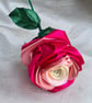 Gorgeous Handmade Raspberry Ripple Pink Ribbon Rose - Long Stem Flower Gift - Image 4