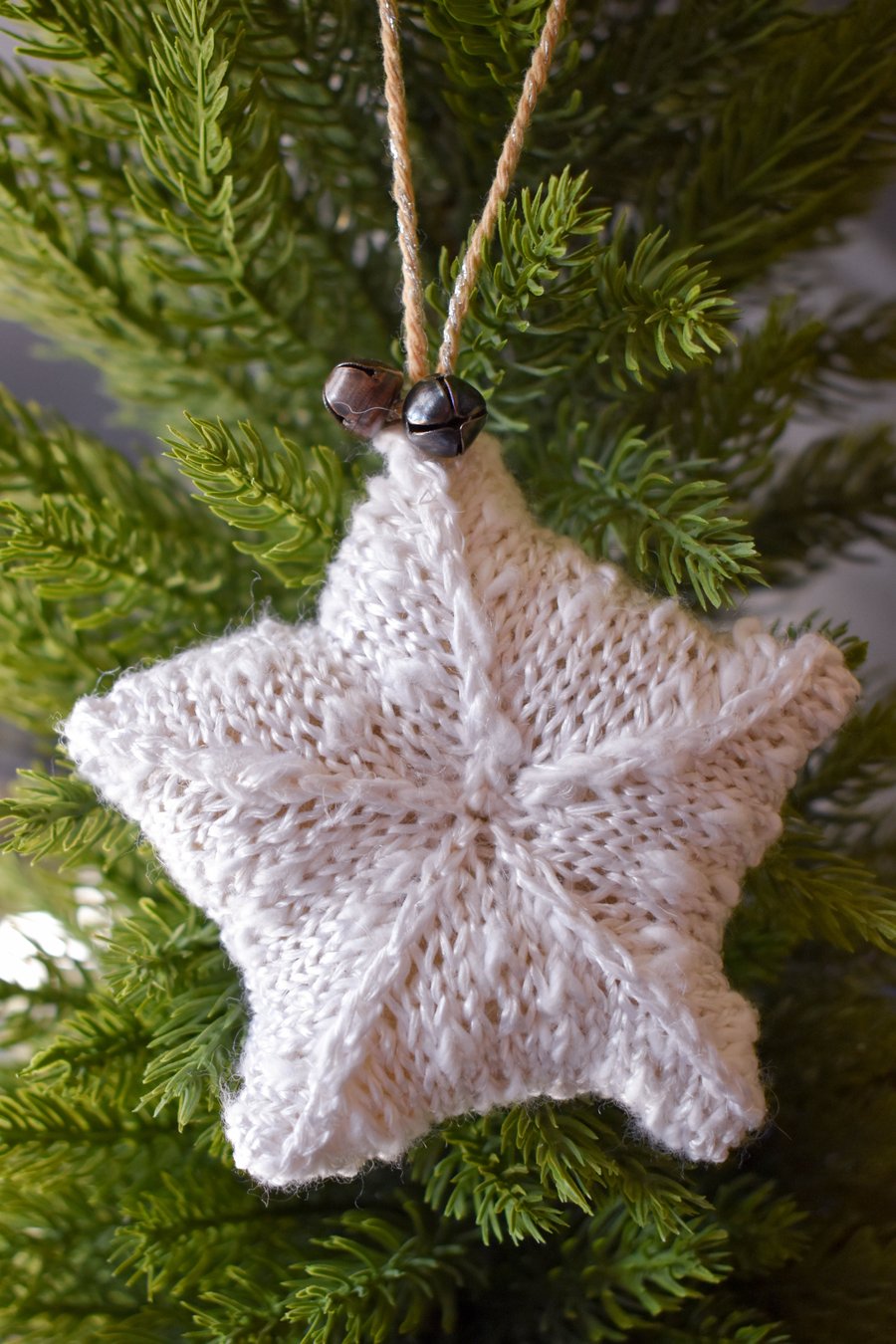 SOLD Hand knitted star - Christmas Decorations - white