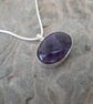 Sterling Silver and Amethyst Oval Pendant, February Birthstone 